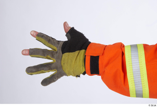 Photos Sam Atkins Fireman in Orange Coveralls gloves hand 0006.jpg